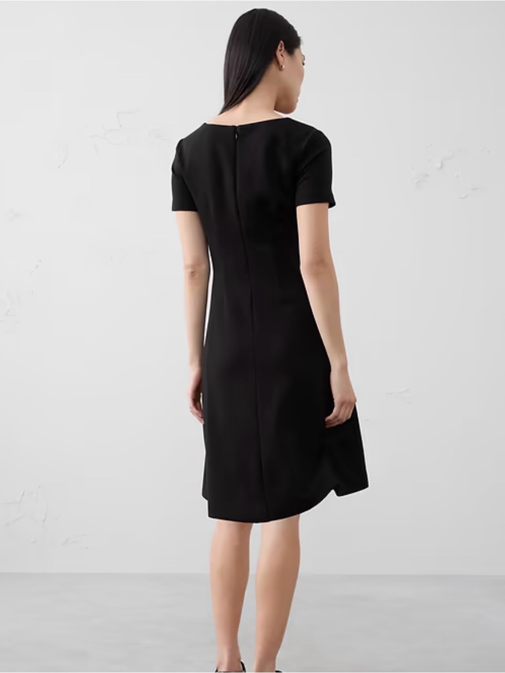 Banana Republic Black Short-Sleeve Midi Dress